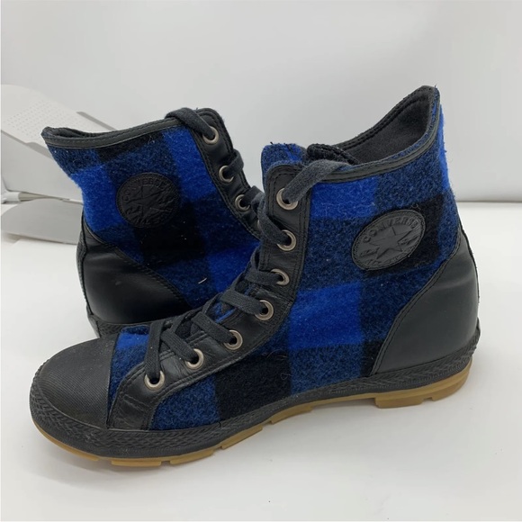 Converse All Star -Men’s Size 10.5-Plaid High Top Woolrich Sneakers -Black/Blue - Picture 13 of 16